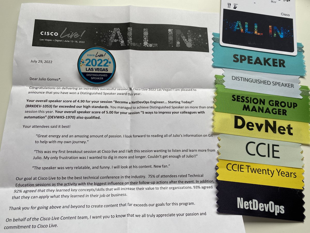 juliodevops's tweet image. Getting this kind of feedback makes the long trip to #CiscoLive Vegas totally worth it!