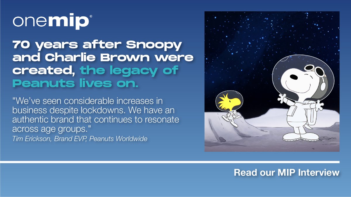 hillelson's tweet photo. Charlie Brown &amp; gang started out as a cartoon strip in 1950. Today, the Snoopy characters are on TV, in movies, at theme parks &amp; even in a NASA partnership!
Ahead of #MIPCOM CANNES, #OneMIP spoke to those  who manage Charles M. Schultz's timeless IP: https://t.co/cNgx2zRbFu https://t.co/7sQnLnV0Hj