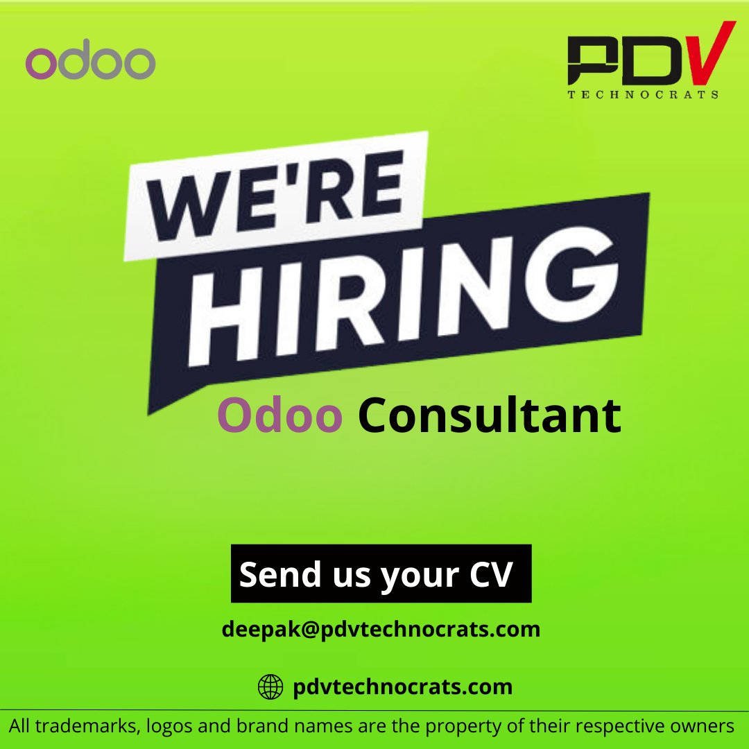 We are hiring for Odoo Consultants at our Kothrud, Pune office for Junior and Senior positions.

Send profiles to us at :
deepak@pdvtechnocrats.com

#odoo #hiring #pune #erp #odooerp #business #software #accounting #pos #odoodevelopment #odooapps #erpsoftware #businessowner