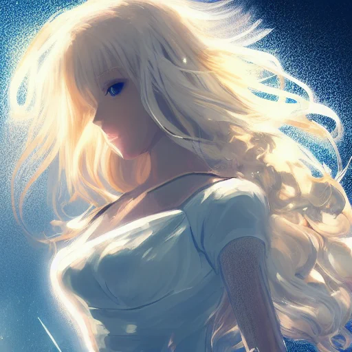"a beautiful Gundam with blonde wavy long hairstyle"って入れたらノーベルガンダムっぽいのが出てくると思ったのだけどw#stablediffusion promptの全体は1枚目のALTに記載してます。 