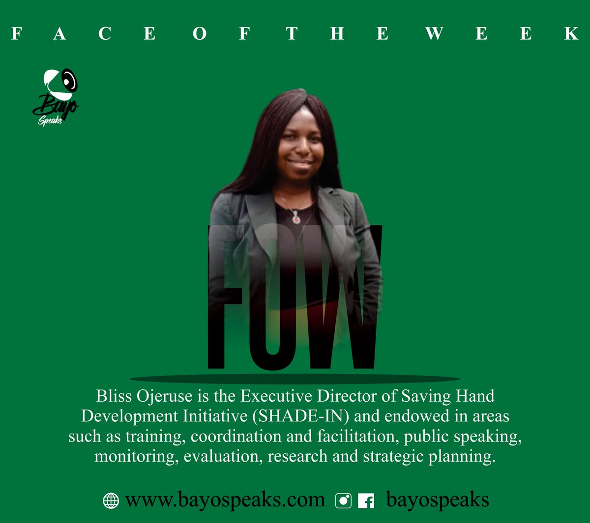 Check up this awesome content #Faceoftheweek - BIiss Ojeruse - Bayo's Speaks Blog:  bayospeaks.com/history-and-do…

#bayospeaks #leadership #FaceOfTheWeek #Career #entertainment