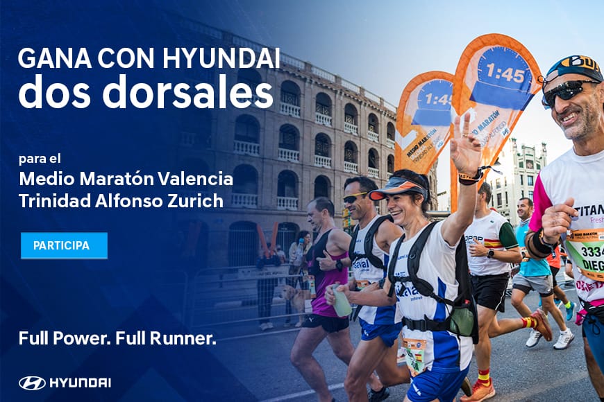 🚨SORTEO🚨
Participa en el Sorteo de @hyundaiesp y gana dos dorsales para el Medio Maratón Valencia Trinidad Alfonso Zurich,el 23 octubre. Solo tienes que registrarte en la página web "Full Power. Full Runner by HYUNDAI" 
🏃‍♂️🏃‍♀️🏃‍♂️🏃‍♀️CORRE.... SE ACABA MAÑANA DÍA 13🏃‍♂️🏃‍♀️🏃‍♂️🏃‍♀️