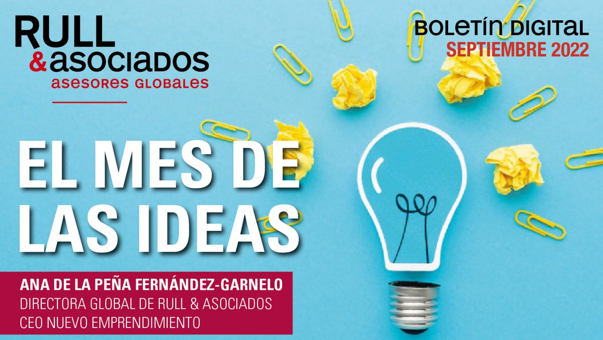 🗣 Lanzamos el #boletincorporativo de #Septiembre 'El mes de las ideas' 💡 firmado por nuestra directora global, <a href="/AnaAnapena10/">Ana de La Peña</a> 🔝

¡Esperamos que os guste! 🤗

👇👇👇👇👇👇👇👇
cutt.ly/FCUoI0O

#innovación #emprendimiento #rullyasociados #asesoresjurídicos