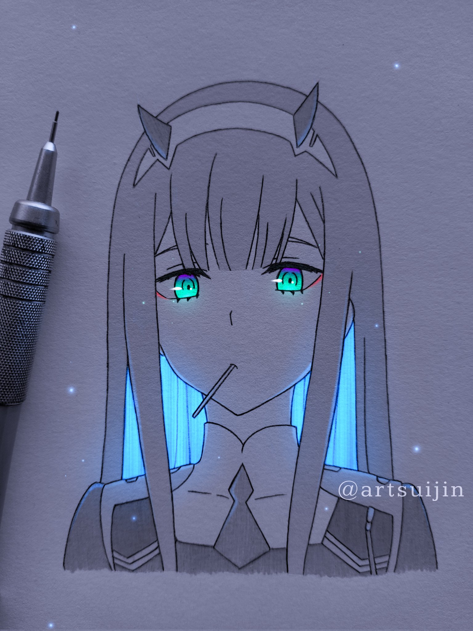 artsuijin on X: #zerotwo #DarlinginthefranXX #anime #drawing   / X