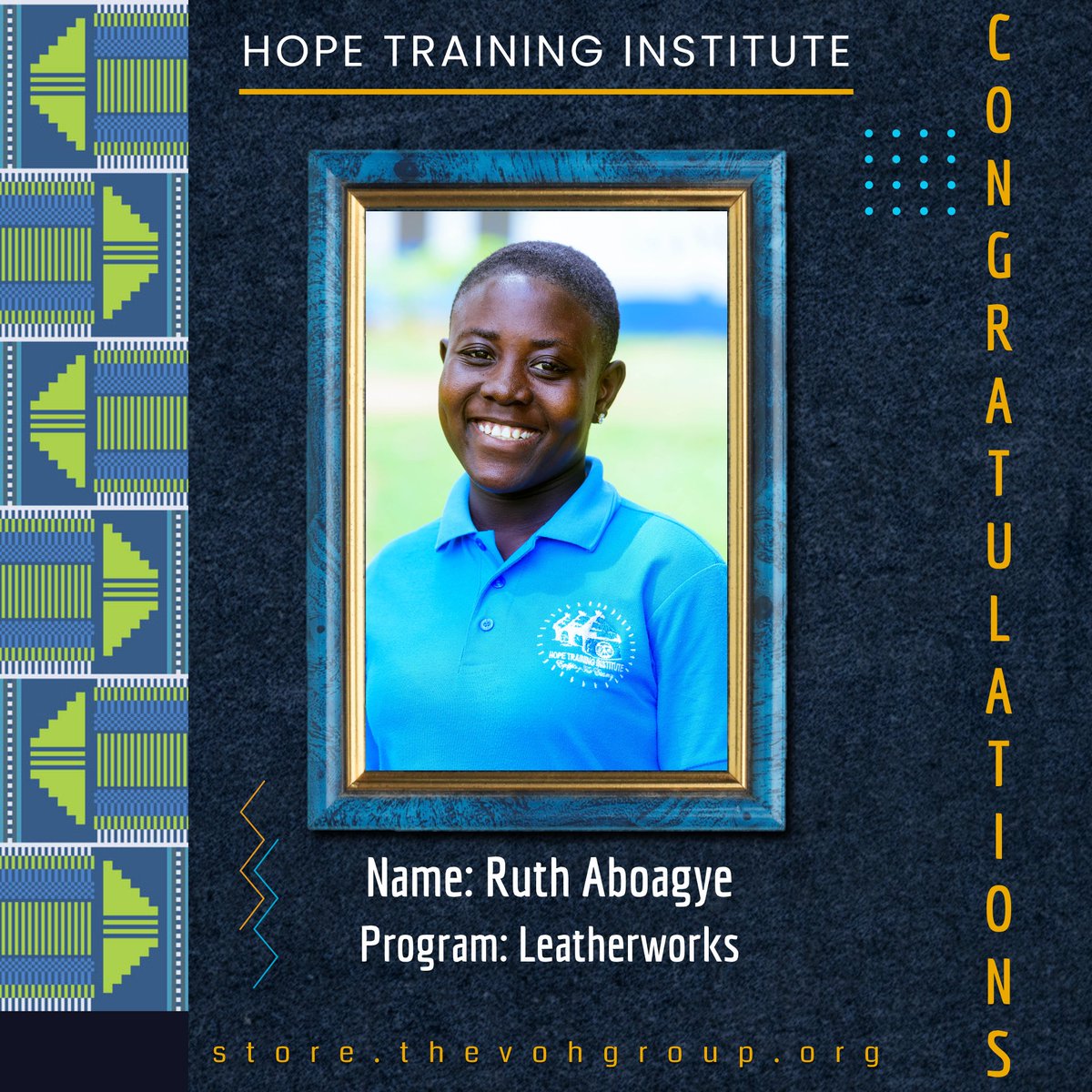 VillageOfHopeGH's tweet photo. Congratulations!! Ruth Aboagye.

#Graduation #Villageofhope #restoretheirdignity #offthestreets https://t.co/IiMjRkYOqP
