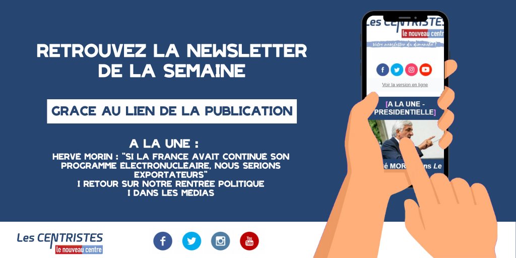 🖊️#newsletter 📃

Revivez notre semaine :
🇫🇷 🗣 <a href="/Herve_Morin/">Hervé Morin</a> : "Si la France avait continué son programme électronucléaire, nous serions exportateurs"

🍏Retour sur notre rentrée politique en présence de <a href="/davidlisnard/">David Lisnard</a>,<a href="/valerieletard/">Valérie Létard</a>,<a href="/YannWehrling/">yannwehrling</a> 

LIRE ▶ r.les-centristes.org/mk/mr/fH5zfaEL…