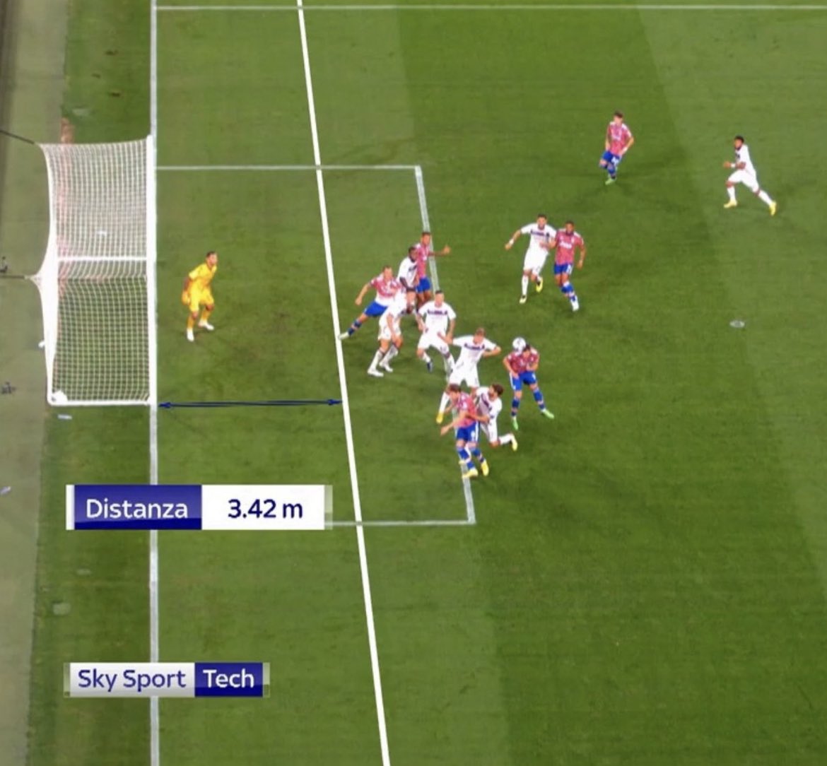 TransferChecker's tweet photo. Juventus had a 95th minute winner disallowed last night because the VAR only checked for offside on players in the penalty area, totally ignoring Candreva playing everyone onside from out wide. Juve had two players and their manager sent off in the aftermath.

What a disgrace. https://t.co/eRcBQgzAAo