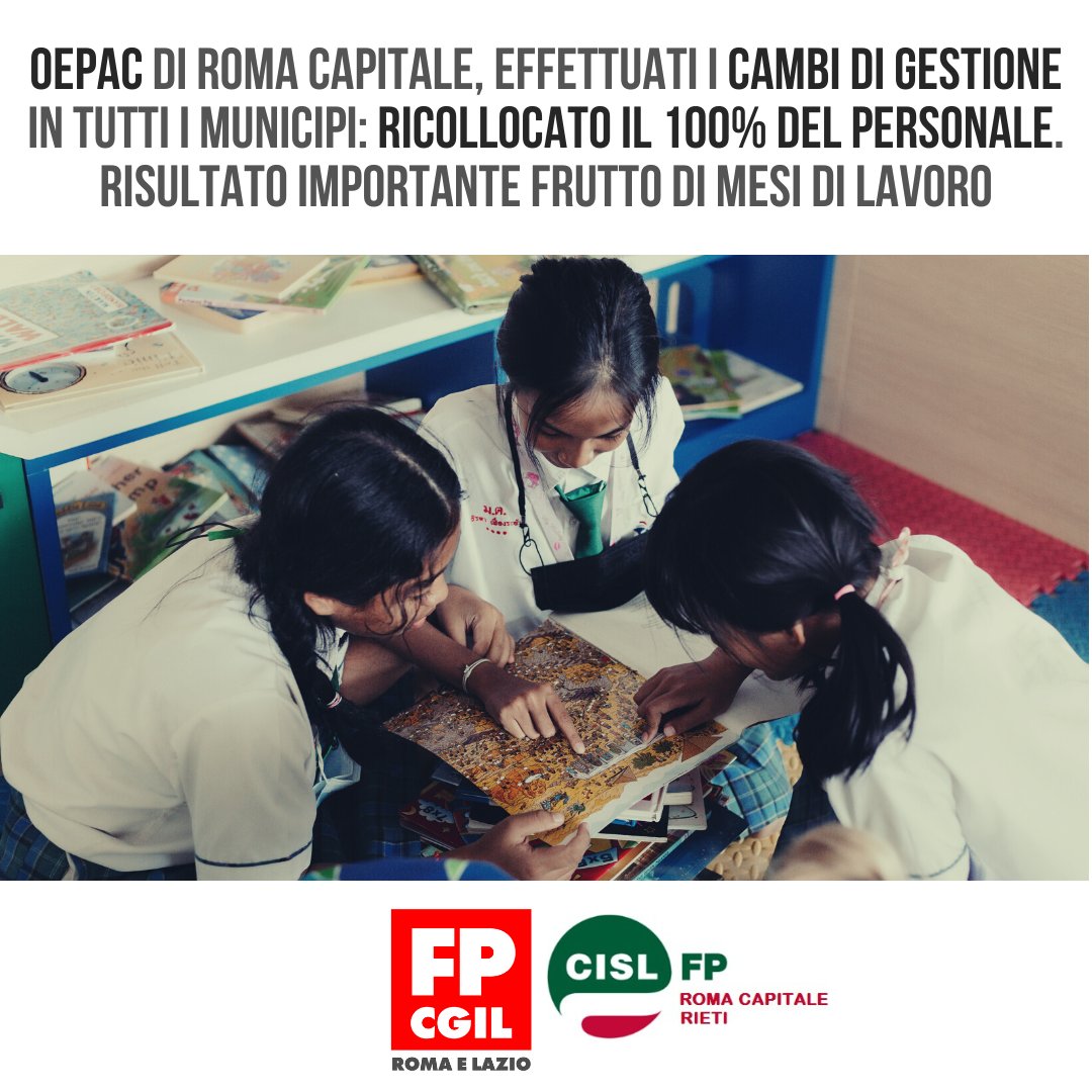 Conclusi in tutti i municipi i cambi di gestione per i servizi Oepac di Roma: ricollocato il 100% del personale, migliorate condizioni e la continuità educativa e lavorativa per quasi 4000: un grande risultato frutto di mesi di lavoro.
➡️ Tutti i dettagli: tinyurl.com/37m4vx8a