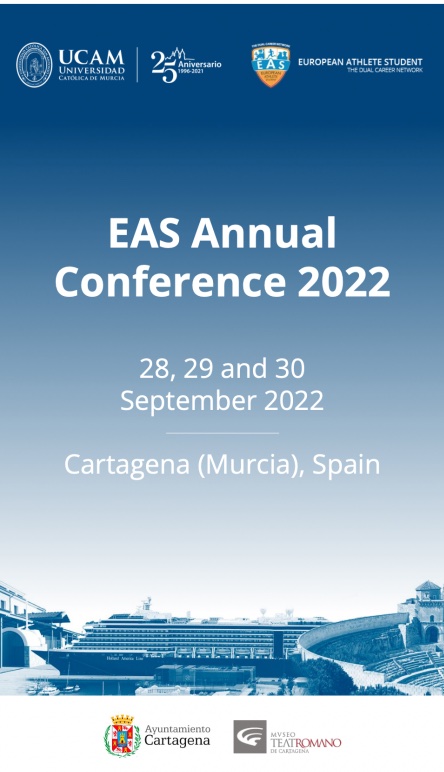 UCAM_CAFD's tweet photo. Los días 28, 29 y 30 de septiembre 2022 tendrá lugar en @UCAM_Cartagena el evento "EAS Annual Conference 2022: A Holistic Approach to the Dual Career of the Student Athlete" @EAS_DualCareer 

https://t.co/cN2qOE6oEL https://t.co/QiIWg41hgF