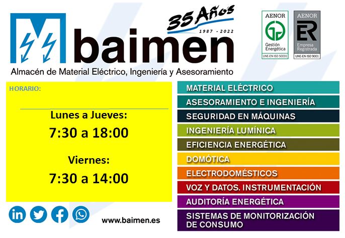 BaimenSA's tweet photo. #Información:
En #BaimenErandio continuaremos de forma habitual con el horario implantado este verano.

De Lunes a Jueves:
7:30 a 18:00
Viernes:
7:30 a 14:00

Saludos y Gracias.
@BaimenSA @elektragroup #baimenerandio https://t.co/s2llUkYugo