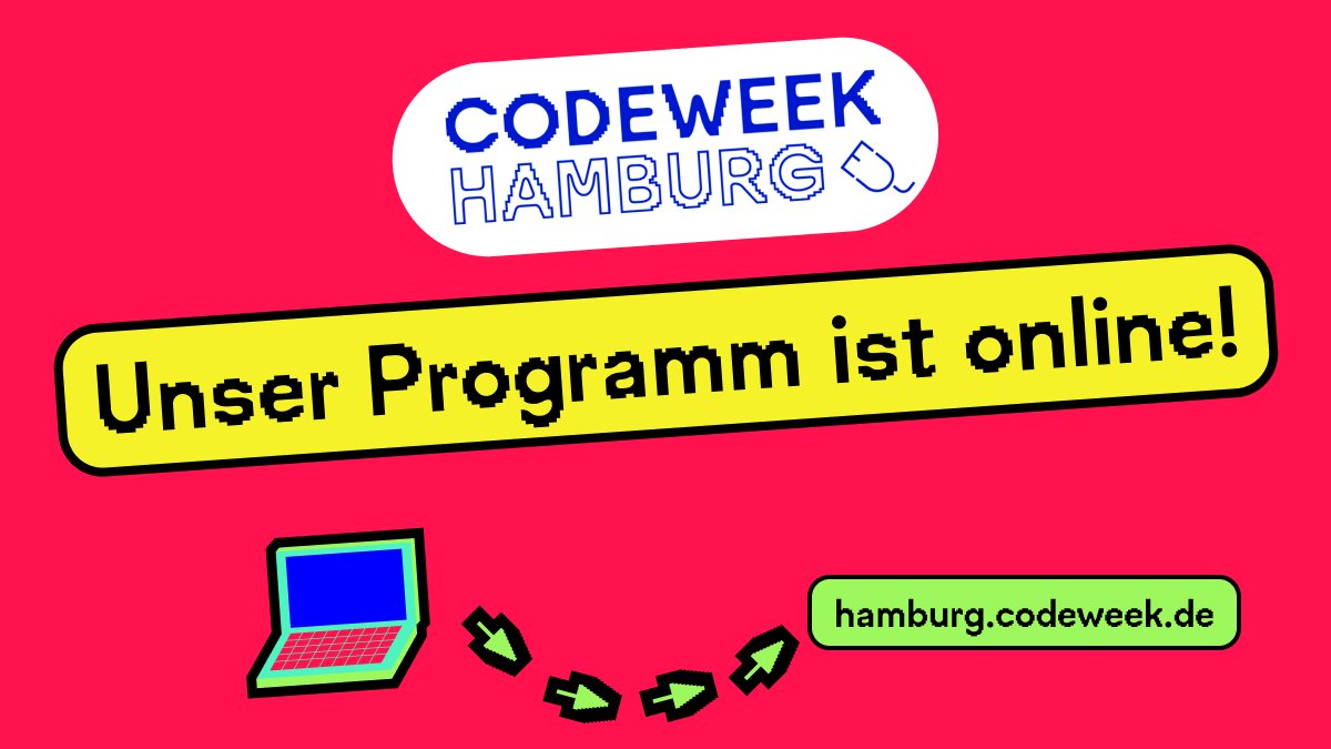 📢 Unser Programm zur #CodeWeek 2022 ist online 🥳!

Auf unserer Website könnt ihr euch durch mehr als 100 spannende Workshops und Mitmach-Veranstaltungen klicken! Check it out 👇👇👇:

hamburg.codeweek.de/programm/