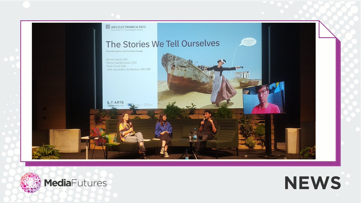 #MediaFutures organised a panel on #Misinformation &amp; #ClimateChange at <a href="/ArsElectronica/">Ars Electronica</a> - <a href="/STARTSEU/">STARTS</a>. Bernd Hezel <a href="/ClimateMedia/">climatemediaclarity</a>, <a href="/MorkForid/">Mark Farid</a> and Marta Handenawer gave some narrative alternatives on #NewsMediaConsumption; <a href="/geralbine/">Geraldine@mastodon.social</a> moderated the discussion: ow.ly/O8Ps50KGCWE