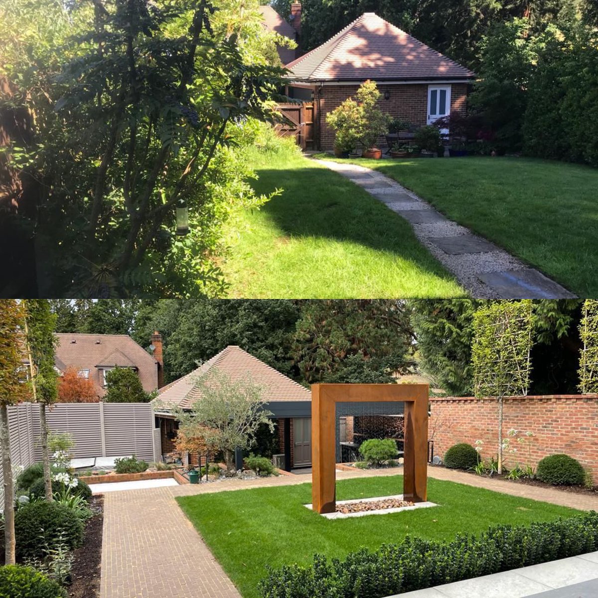 jackdunckley's tweet photo. From this ➡️ to this!

What a transformation this garden has seen. More shots to follow but I couldn't resist showing off this one.😀

#landscaping #gardens #JackDunckley #gardendesign #designer #planting #waterfeature #Sevenoaks  #flowers #transformation https://t.co/KJrNwIRK2X