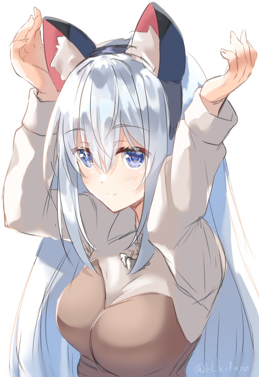 1girl animal ears solo blue eyes breasts fake animal ears long hair  illustration images