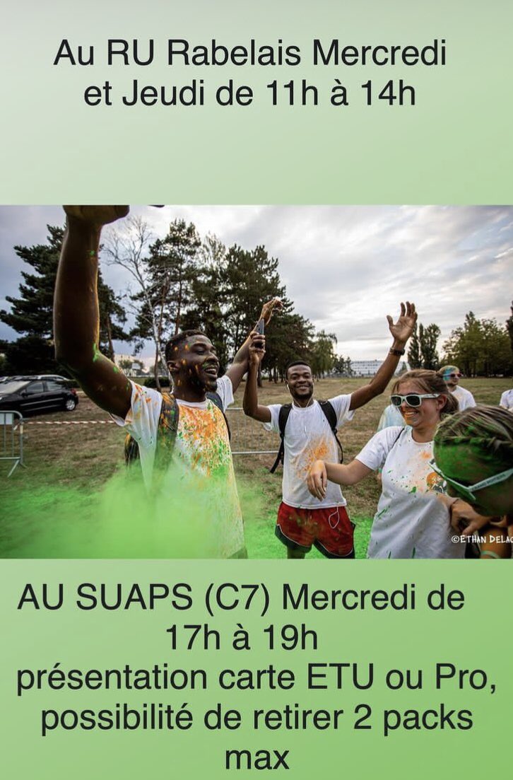 SUAPSPoitiers's tweet photo. Color Campus J-4 🤩🤩 Horaires et lieux pour retirer son pack 👍 https://t.co/JZYqwc5FSV