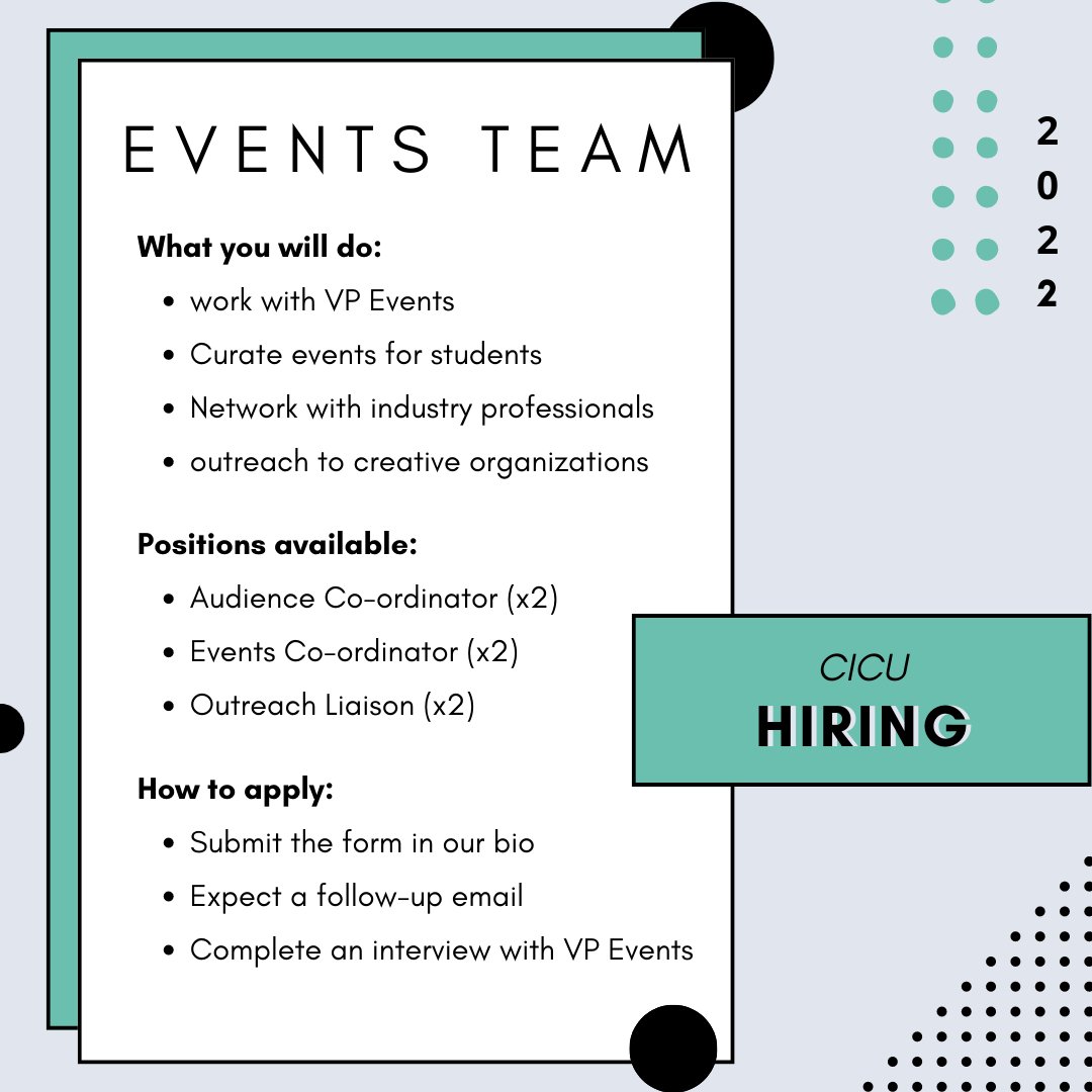 👋We’re looking for a couple of people to join this year’s events committee. A description of each role can be found in the link in our bio.

It’s easy! Just complete the google form (link in bio) and we’ll get back to you to you. Deadline is Monday Sept 19 @ 11:59 P.M. EST