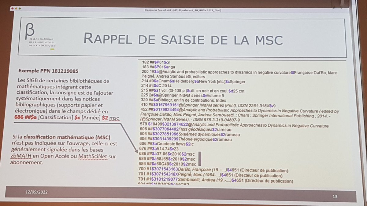 _RNBM's tweet photo. #AGRNBM2022 📚Bibliothécaires de mathématiques, vous ne savez pas comment ajouter la classification MSC dans vos notices #Sudoc ?
Pas de souciiiii, voici le récap ! ⬇️
Merci au GT-signalement 👏
@com_abes #DocumentationMathematique #Catalogage https://t.co/pP1C48001d