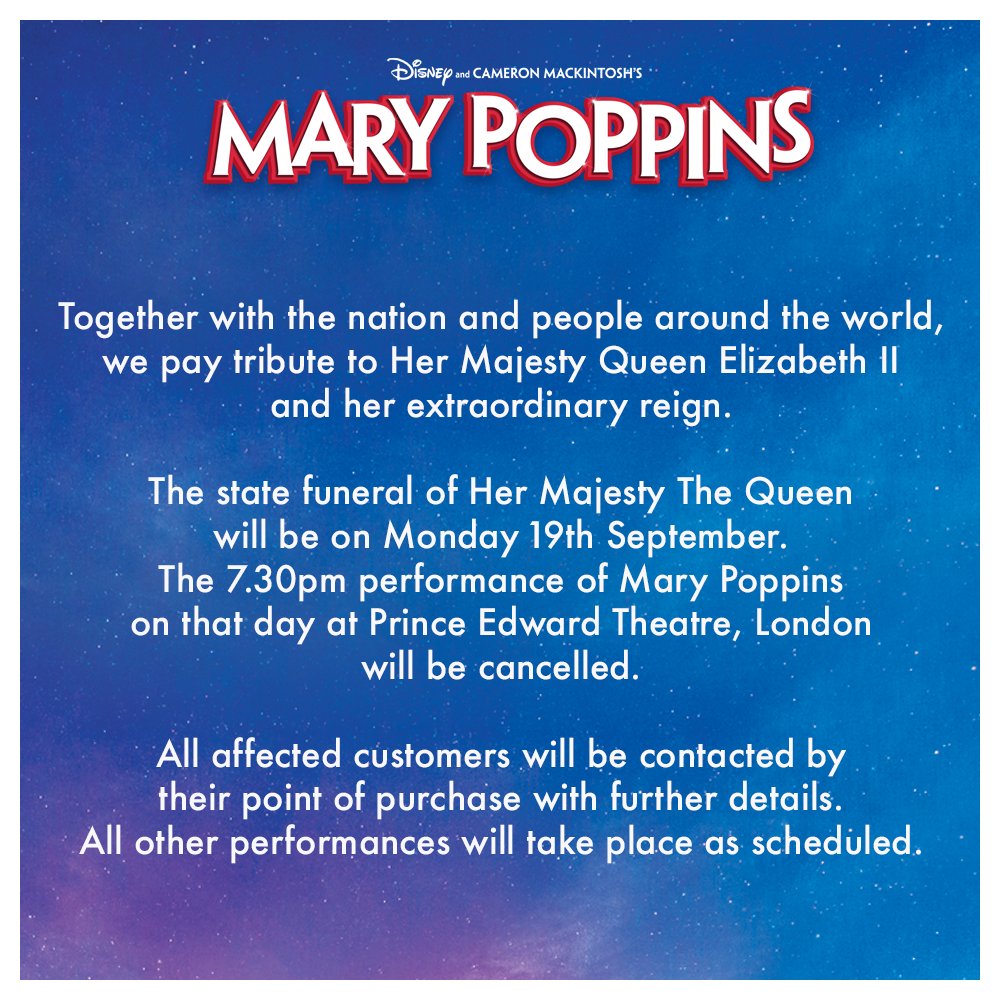Mary Poppins Musical on Twitter: "An update from #MaryPoppins. https