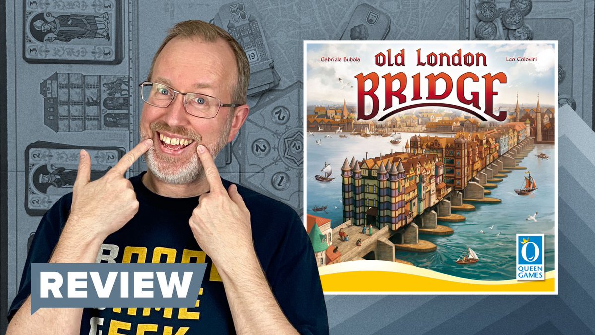 BoardGameGeek's tweet photo. Today on BGG News, I examine Old London Bridge, a game from @gbubola, @leocolo, and @QueengamesUS that feels like a classic Eurogame, with everyone competing for the same building tiles each round in order to end up with the most money: https://t.co/UftJgyk9ns —WEM https://t.co/lxfvnQp8E9