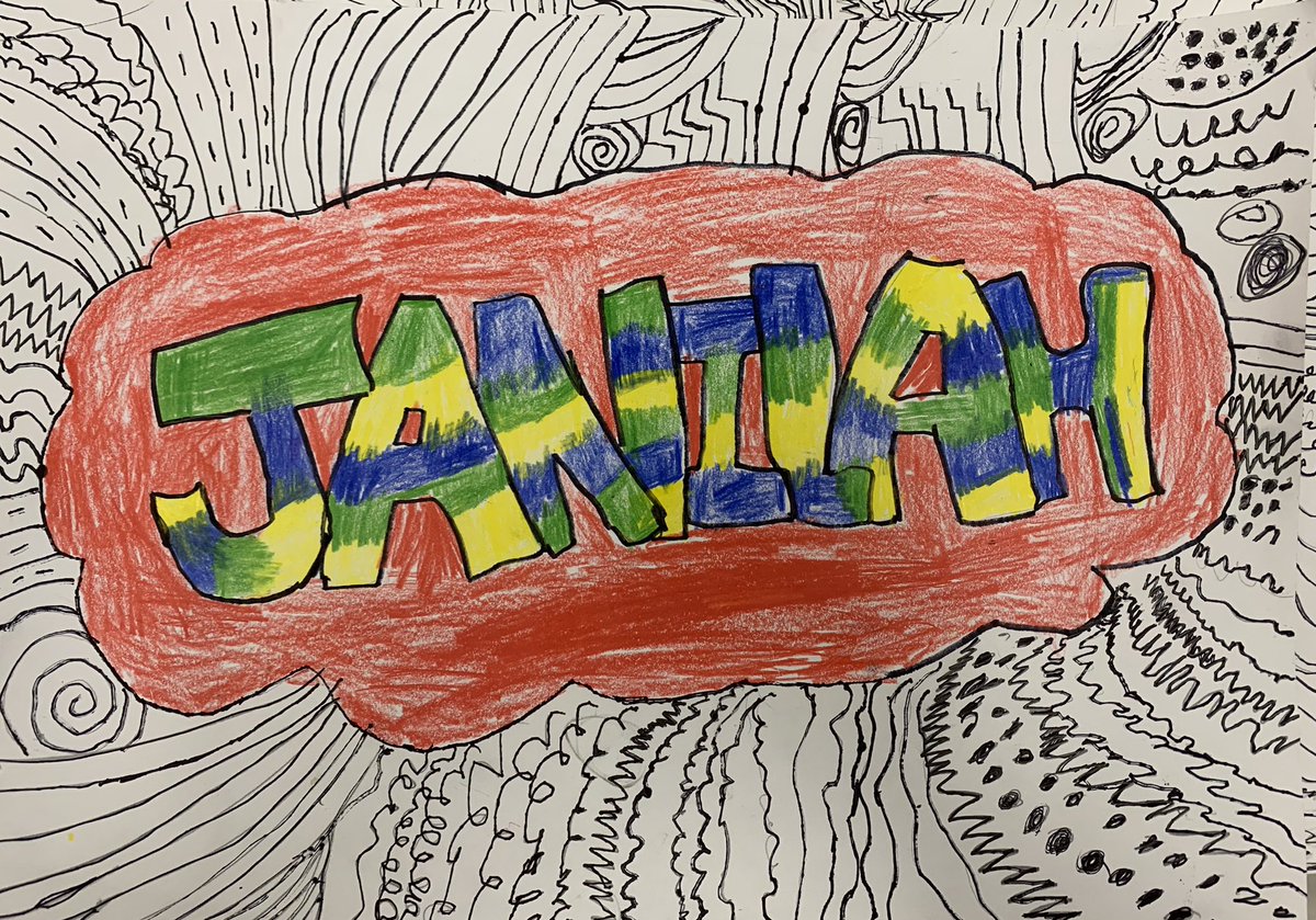 My Third graders had a lot of fun creating graffiti inspired work using lines ,blending skills and their name. #cobbartrocks #attsedga <a href="/ArgyleElem/">Argyle Elementary</a>
