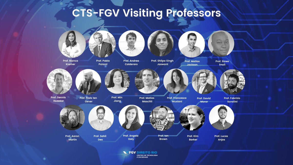 Meet the new <a href="/CTS_FGV/">CTS-FGV</a> Visiting Professors! We are pleased to announce that 19 scholars from more than 10 countries will come to join us at <a href="/FGV/">FGV</a> Law School for the next two years. #VisitingProfessors #CTS_FGV