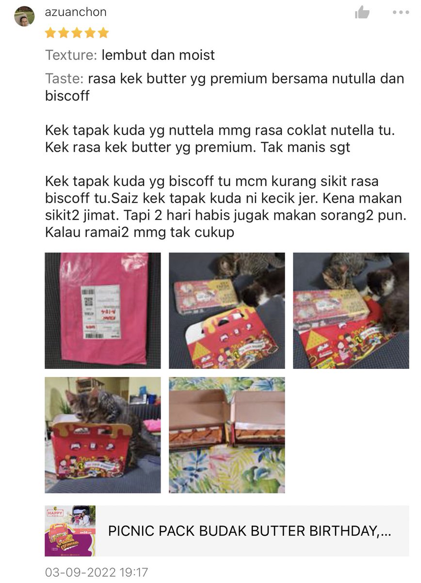budakbutter's tweet photo. Kita appreciate sangat honest feedback dari our lovely customers. Dont worry, all feedback kita akan bincang dengan team so that in future we will make improvement 🙌🏻 https://t.co/U1svnvbyo6