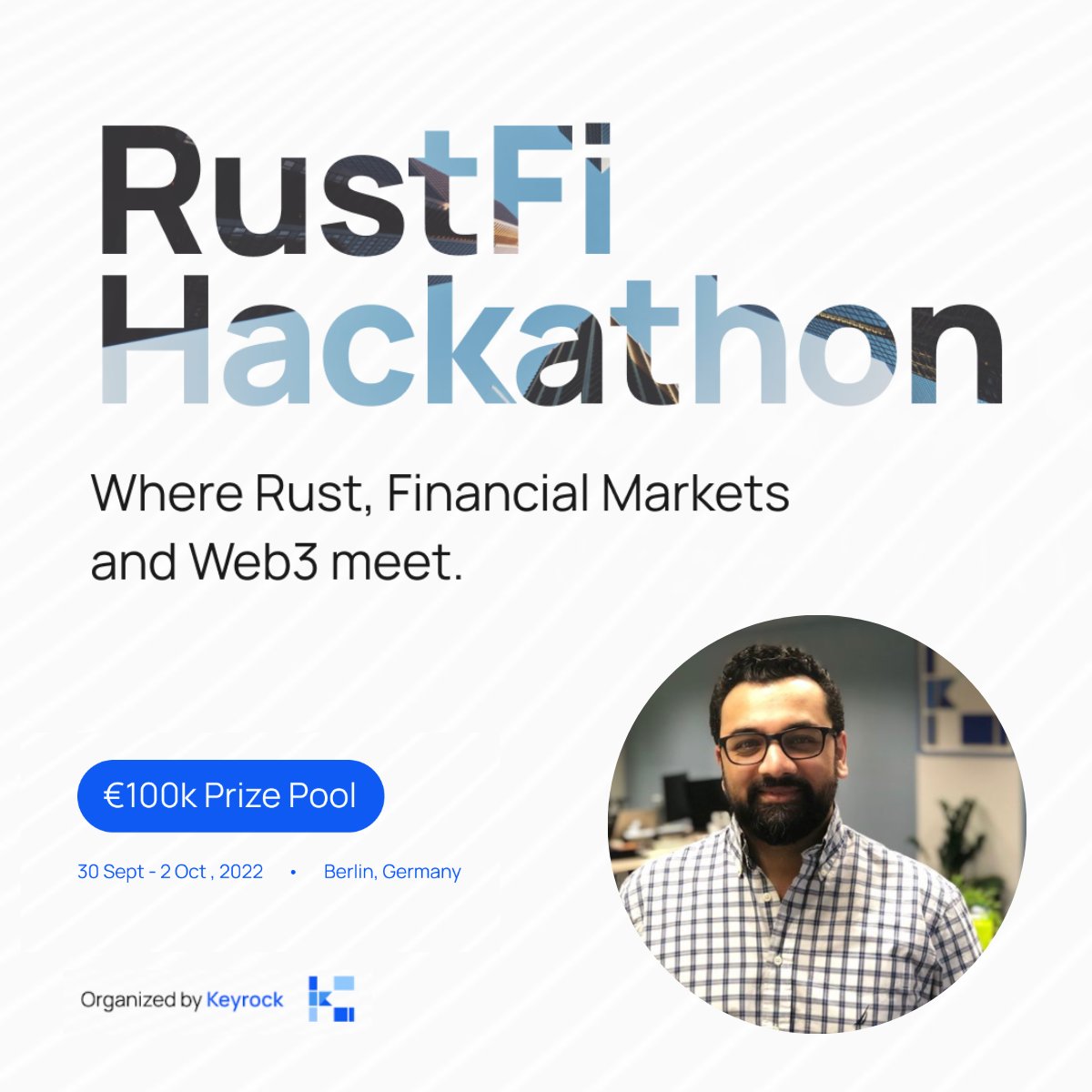 keyrock's tweet photo. Meet another one of Keyrock's #RustFi Hackathon judges: @kushaljoshi
Previously, Keyrock's head of Algo Development, currently VP of Product, he is both great expert and fan of #Rust @rustlang. Privately an avid gaming, #web3 and book lover.
Sign up: https://t.co/AJpnvXXDl5 https://t.co/NL45BCkOPD