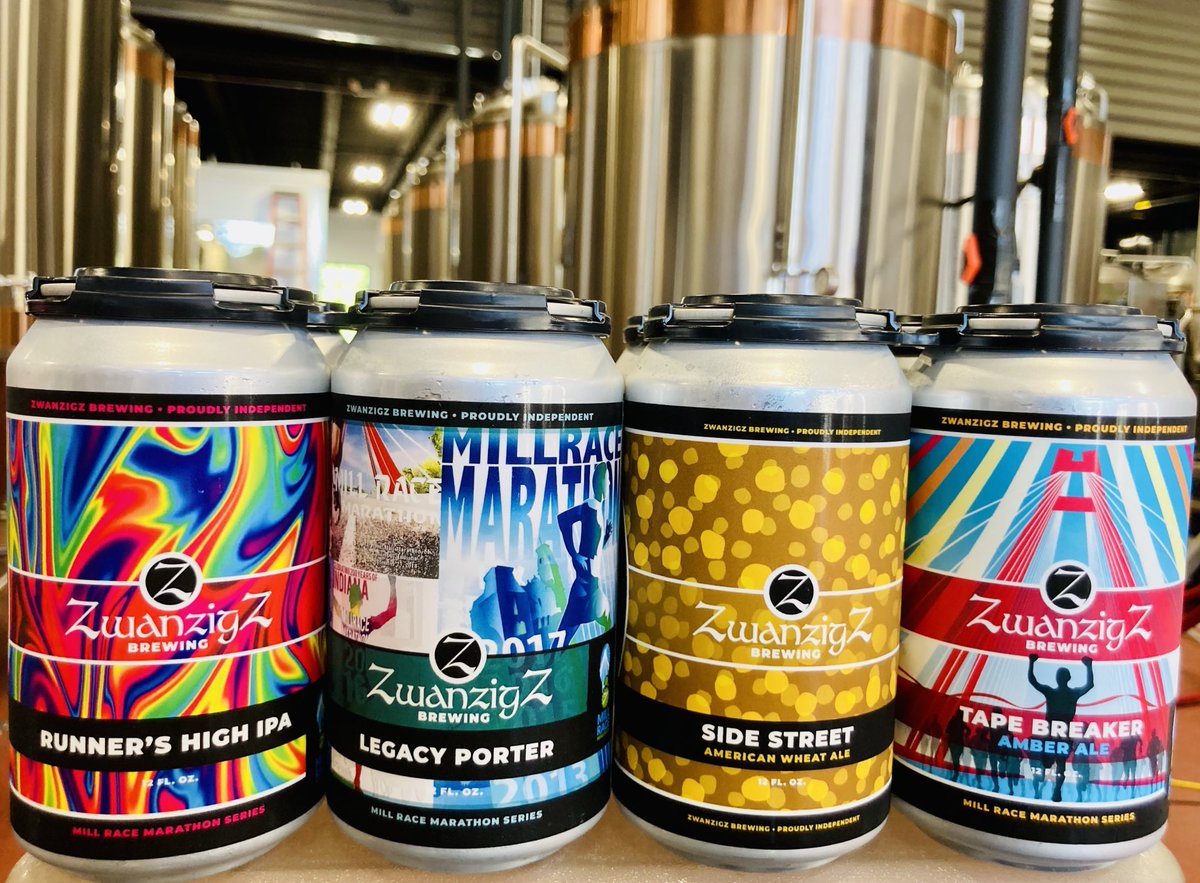 ZwanzigZ's tweet photo. We’re getting close. The
@MillRaceMara is just 12 days away and supplies are getting low on limited edition mixed 4 packs.  Pre race day pricing of $11 ends next Monday before increasing to $12. Get your commemorative 4 pack at either ZwanzigZ location. https://t.co/lnCUBnHyw3