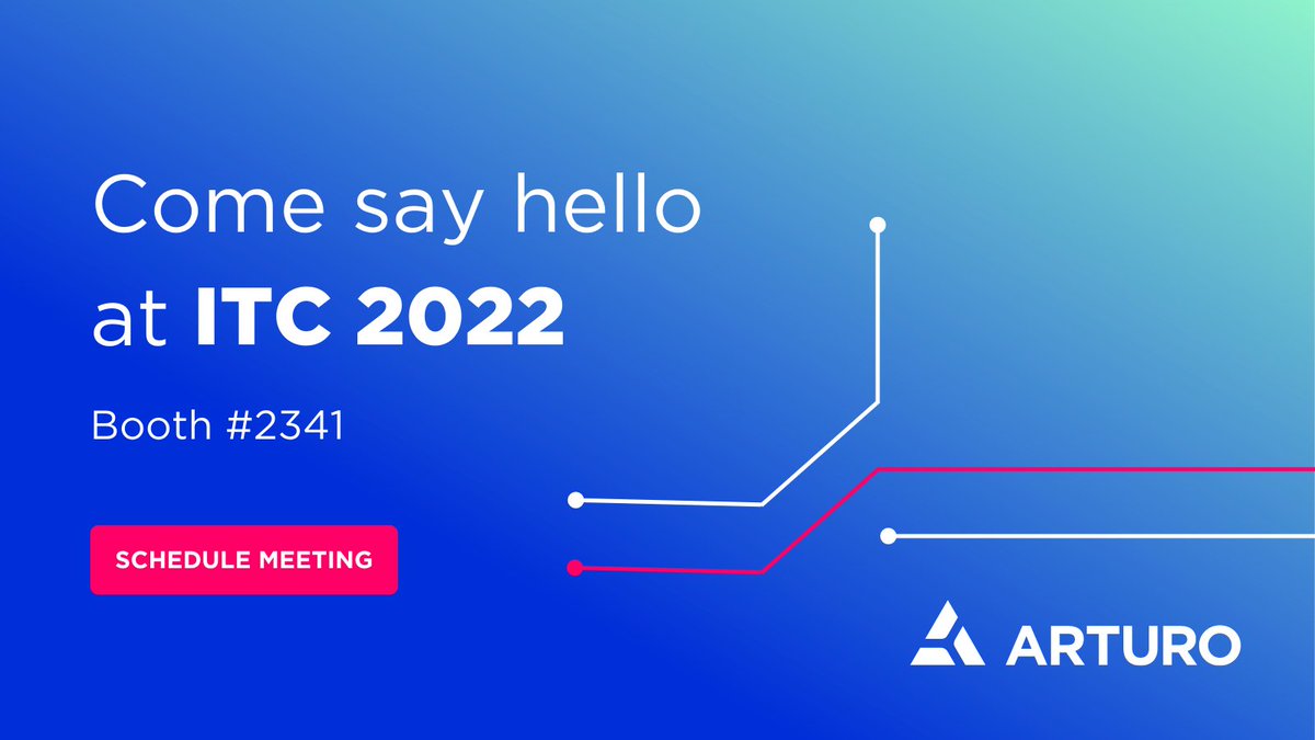 In just 7 days, we'll be back in Vegas for #ITC2022 at booth 2341. We'd love to meet you, give you a demo of what we've been up to and share details about what's next for Arturo. 

Come say hello: hubs.li/Q01l7BDP0