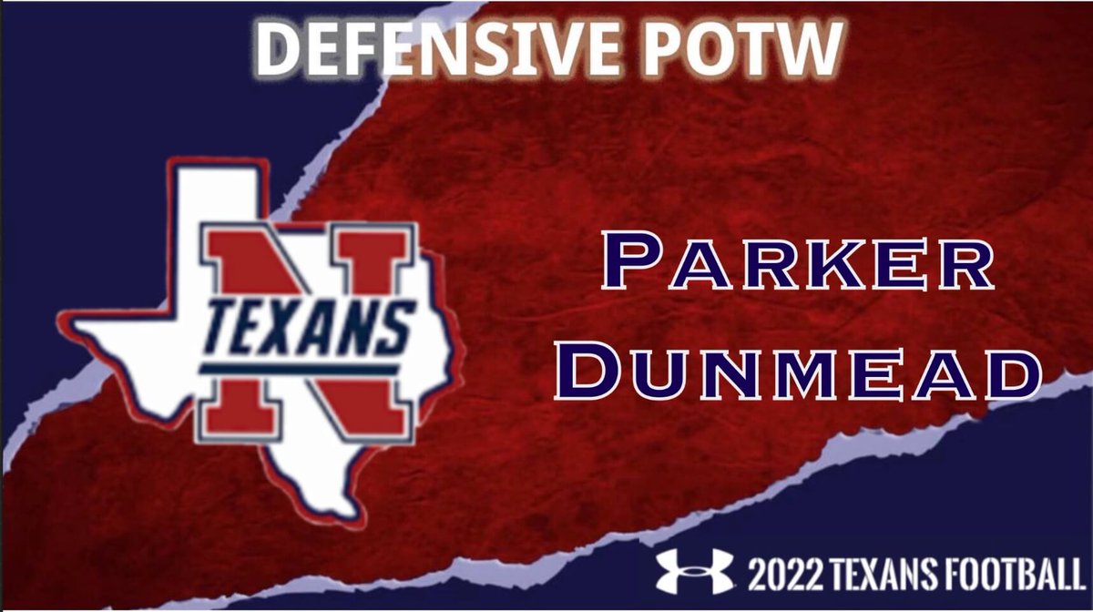 NHSRecruits's tweet photo. WEEK 3 VARSITY POTW vs ALEDO
BOSS HAWG - Liam Chester
OFF SKILL - @LeddieThompson
DEF BIG - @jacobmoody21 
DEF SKILL - @parker_dunmead 
#RaiseTheBar #TexanPride https://t.co/s2Y4NPmECx
