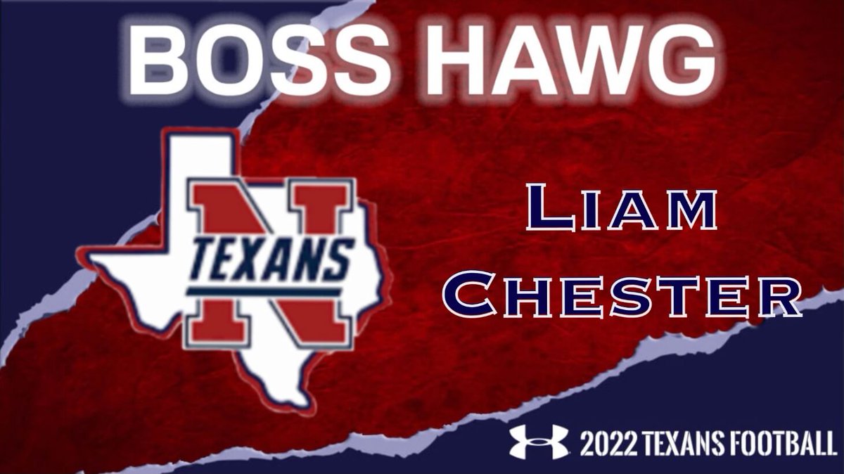NHSRecruits's tweet photo. WEEK 3 VARSITY POTW vs ALEDO
BOSS HAWG - Liam Chester
OFF SKILL - @LeddieThompson
DEF BIG - @jacobmoody21 
DEF SKILL - @parker_dunmead 
#RaiseTheBar #TexanPride https://t.co/s2Y4NPmECx