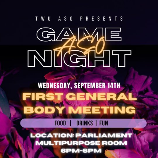 Did someone say game night ?! 👾

ASO is kicking off our first official event of the year with a game night! Come out and enjoy a good time with the best org! Food and drink will be provided! Seee y’all there  🤩