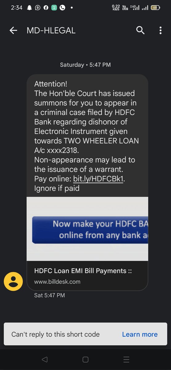 BhatiaDeepank's tweet photo. Please tell me if in case court has issued summons but Summons i haven't got.The bank also has my https://t.co/pEuLedUWHH. and email.But hdfc do not provide any details like court case no. Court no. and date also.  @HDFCBank_Cares @HDFC_Bank https://t.co/znOHwb79nA