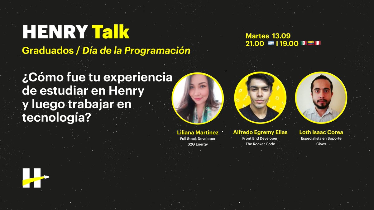 soyhenry_ok's tweet photo. ¡Se viene una nueva #HenryTalk con graduados! 🚀
💥 Súmate a una sesión en vivo para conocer más sobre Henry y despejar todas tus dudas.
🗓️ Martes 13/09
19 hs 🇲🇽🇨🇴🇵🇪
21 hs 🇦🇷
Regístrate aquí 👉 https://t.co/tyaQTJTPmd
#SoyHenry #InvertimosEnTuEducación https://t.co/8aakgvIdlt