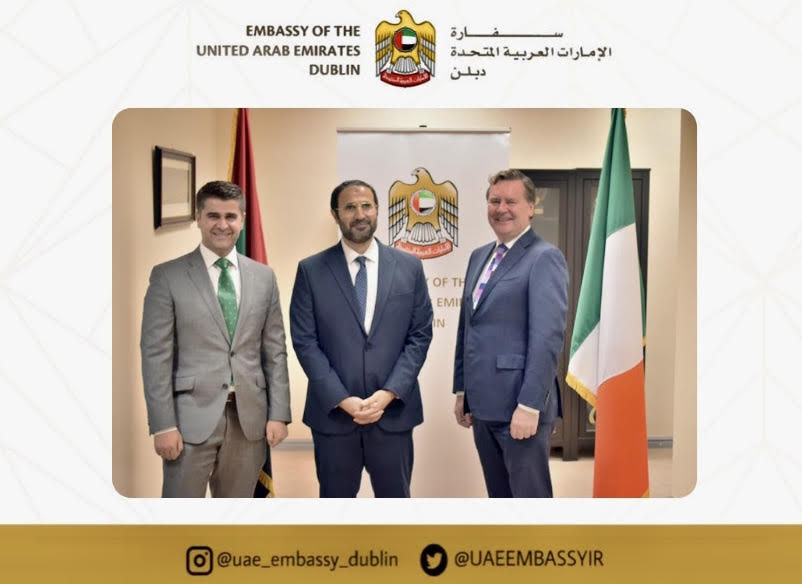 Mr. Mohammed Alshamsi, CDA <a href="/UAEEMBASSYIR/">UAE Embassy Dublin</a> had the pleasure to meet with Mr. Enda Corneille, Chairman and Mr. Ahmad Younis, CEO &amp; SG of <a href="/Arabirishchambr/">Arab-Irish Chamber of Commerce</a>. This comes in an effort of the Embassy to enhance its relations with the Chamber, boost the trade ties and encourage investments