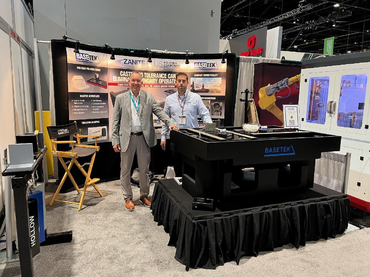 BaseTekLLC's tweet photo. #BaseTek will be at at #IMTS2022 this week, September 12-16th. Come see us at booth 237234 and learn for yourself why incorporating Zanite Plus into your machine base design can be so beneficial. We hope to see you there! https://t.co/EFMjEZhG5G