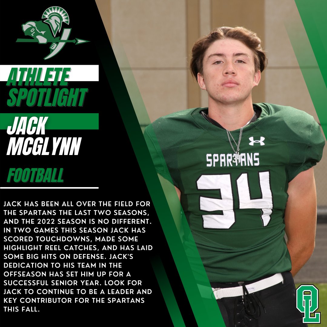 Each week our Athletic Department will spotlight student-athletes that are making an impact. This week we spotlight Cayla Neville from our Girls Volleyball program and Jack McGlynn from our Football program! Go Spartans! #olchspride
