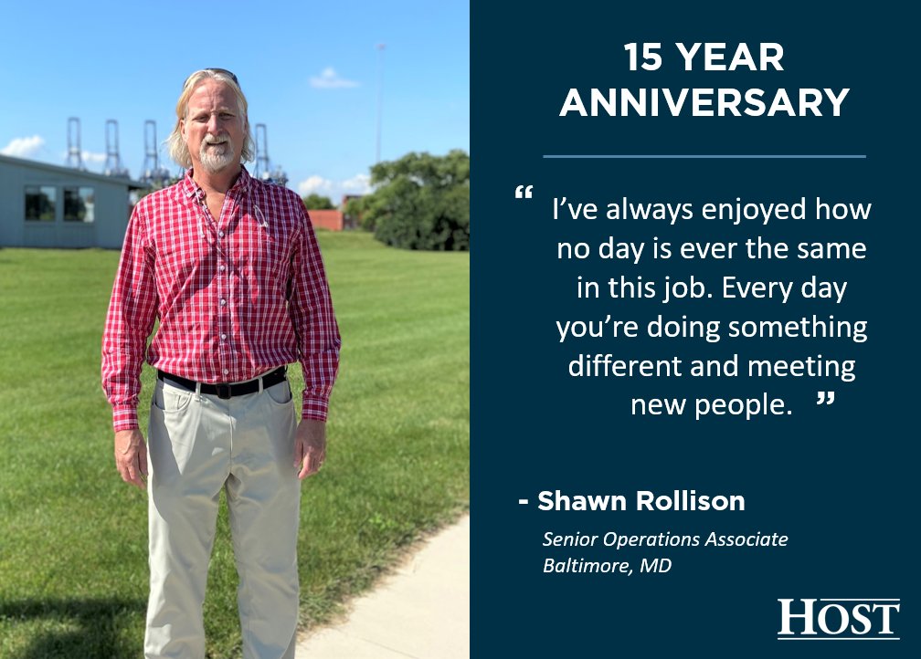 tparkerhost's tweet photo. Please join us in congratulating Baltimore, MD Senior Operations Associate Shawn Rollison on his 15th anniversary with HOST! His favorite party has been the comradery amongst Host Agency, in addition to the many relationships outside of the company. https://t.co/5NKJwCoyZ5 https://t.co/iOfvNVCmhn