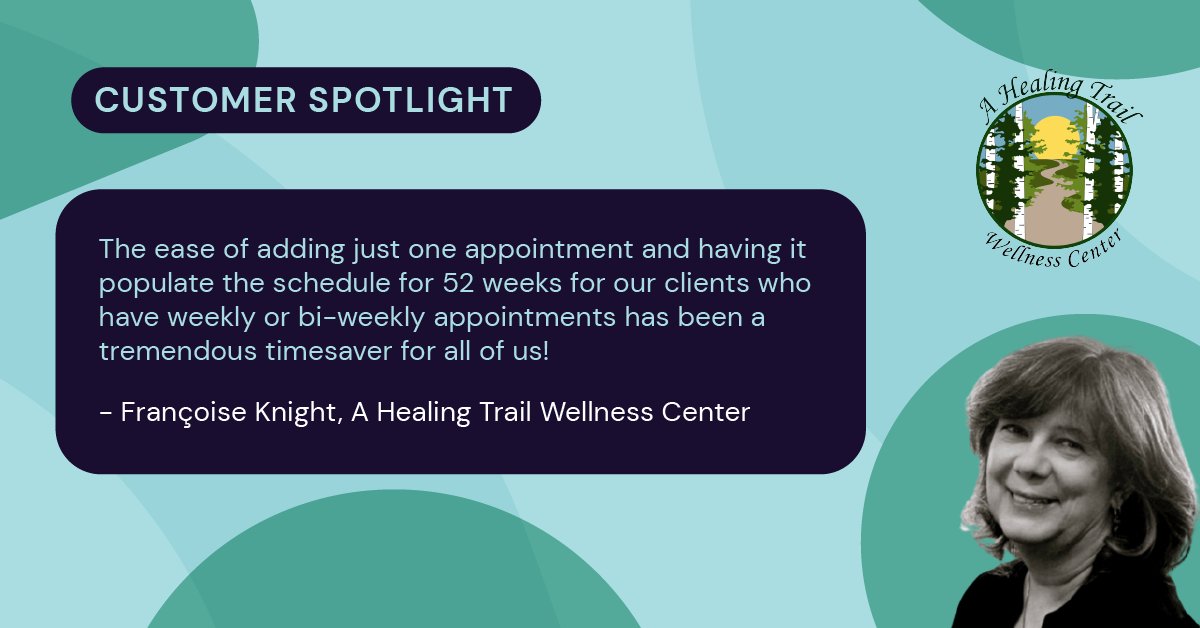 DaysmartAppts's tweet photo. A Healing Trail Wellness Center looked to us to solve their manual appointment scheduling process. Since partnering with us, they’ve increased the number of clients, staff, and the total appointments booked monthly.

Check out their full story here: https://t.co/SEDj4plsUn https://t.co/FnAKCcwWhH