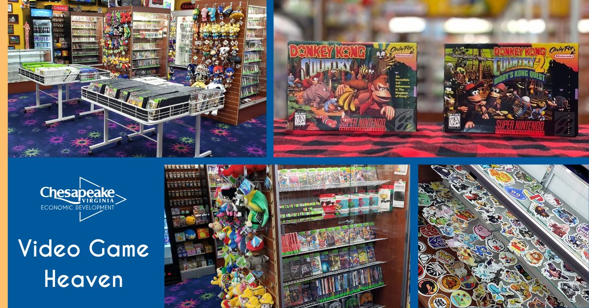 Chesapeake_ED's tweet photo. Level up your collection for #NationalVideoGamesDay! Take a trip to @VG_Heaven — the local go-to shop for video games, gaming accessories, and collectibles in Hampton Roads for more than 25 years. Are you game to take a trip? #FindYourWayForward #ChesapeakeVA https://t.co/fV5EAbFQ69