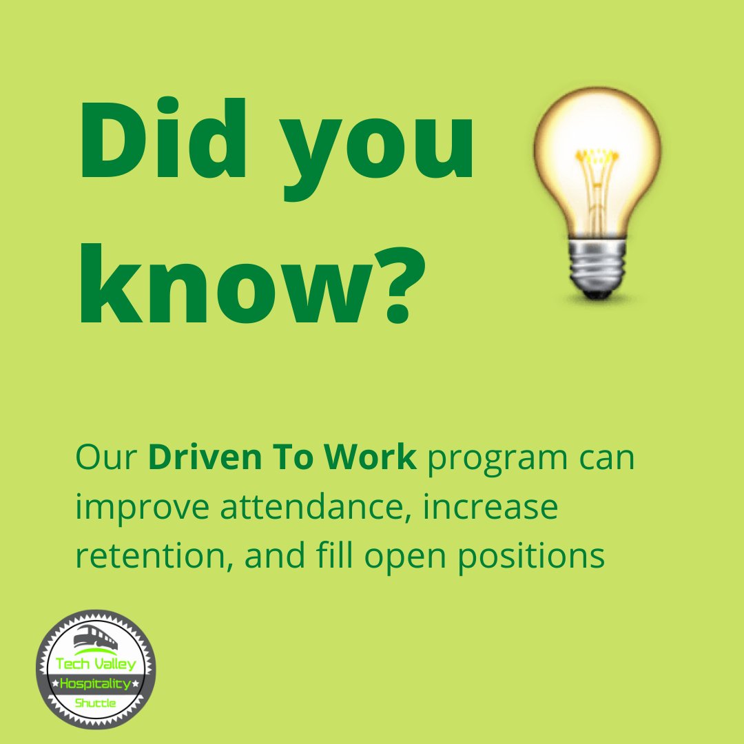 TechValeyShutle's tweet image. To learn more about the Driven To Work program call us today at (518) 203-8748
.
.
#tvhs #communitydriven #driventowork #dtw