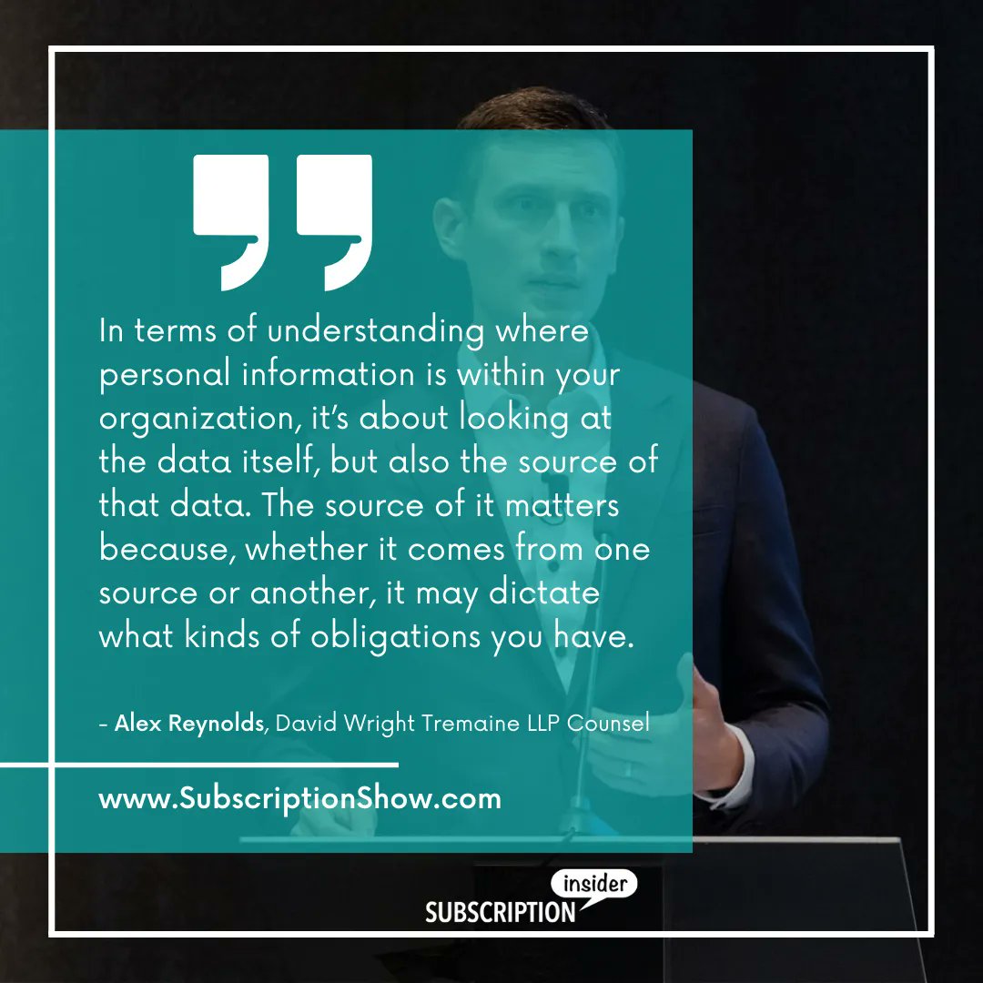 KGSexton's tweet image. Where do you source your customer's data? #SubShow speaker Alex Reynolds discusses why it matters and how it affects privacy compliance in this article: buff.ly/3JfnqN1

Attend #SubscriptionShow22 and prepare for what's next: buff.ly/3PSekry