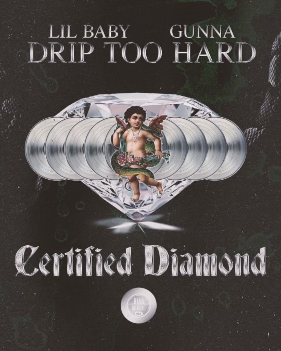 YoungStonerLife's tweet photo. #DripTooHard by @1GunnaGunna &amp; @lilbaby4PF is now certified DIAMOND in the US for selling 10,000,000 units 💎 Congrats to Gunna &amp; Lil Baby #FreeYSL #ProtectBlackArt https://t.co/rDyGjPFuRi