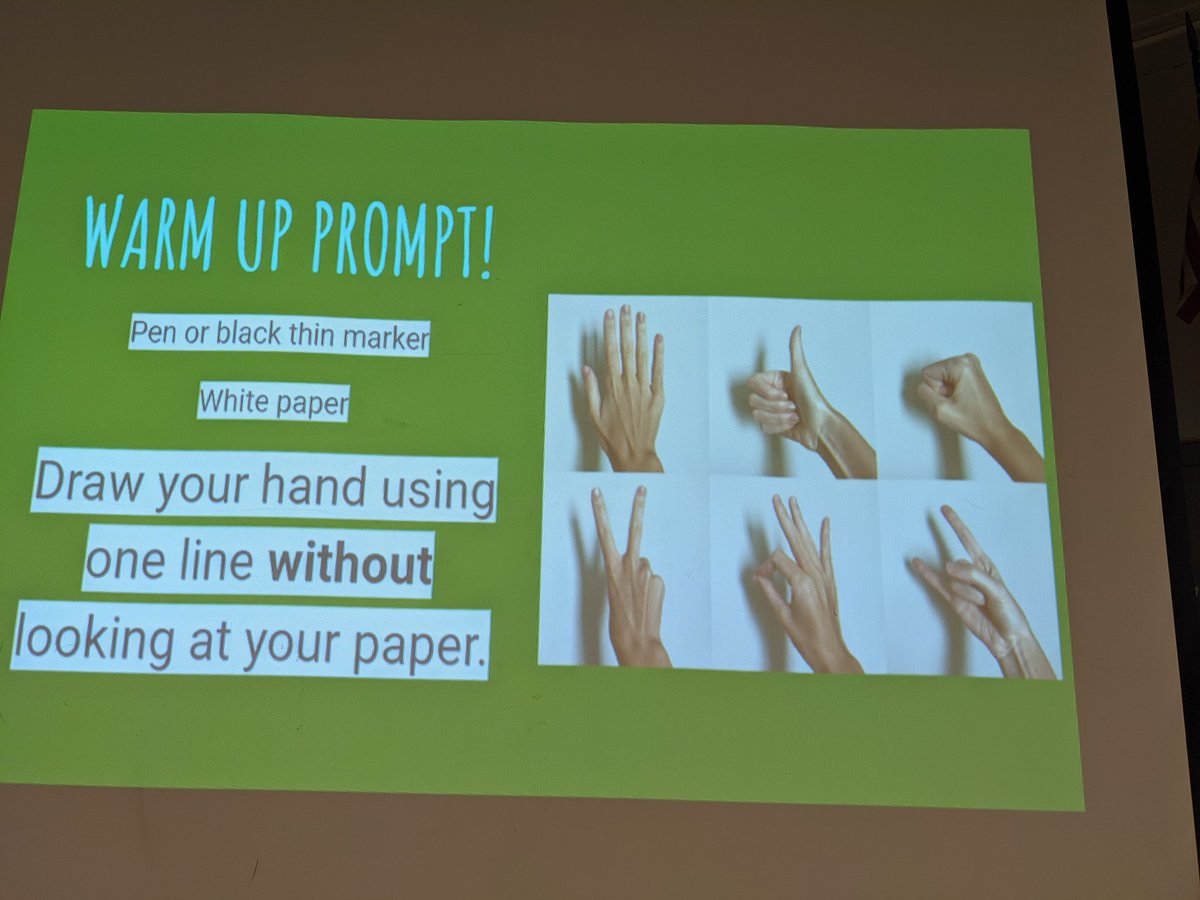 SMocKroom's tweet photo. So proud of these #7thgrd @WinstonCampus Ss! We practiced #blindcontourdrawing skills, re-grouped for extra social connections and shared out responding to questions using #visualthinkingstrategies
Phew... it's only Monday 🤩 @validateaffirm @NAEA @abcface3 @Ilaea @D15Schools https://t.co/5zGi0xN2HE