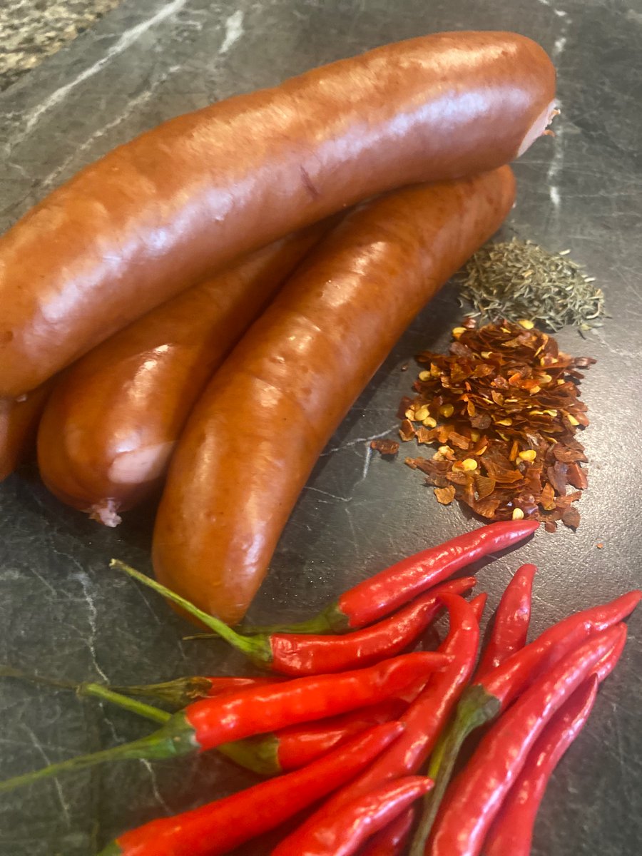 Now available.... Our Cajun Style Andouille seasoned with Cayenne &amp; Chilis, Garlic, Paprika and Thyme.  Great on a roll with some fire roasted peppers, or added to a Jambalaya or Gumbo!
#BlackForestBratwurst #Bratwurst #BestWurst #BFBratwurst #Wurst #Sausage #Andouille #Cajun