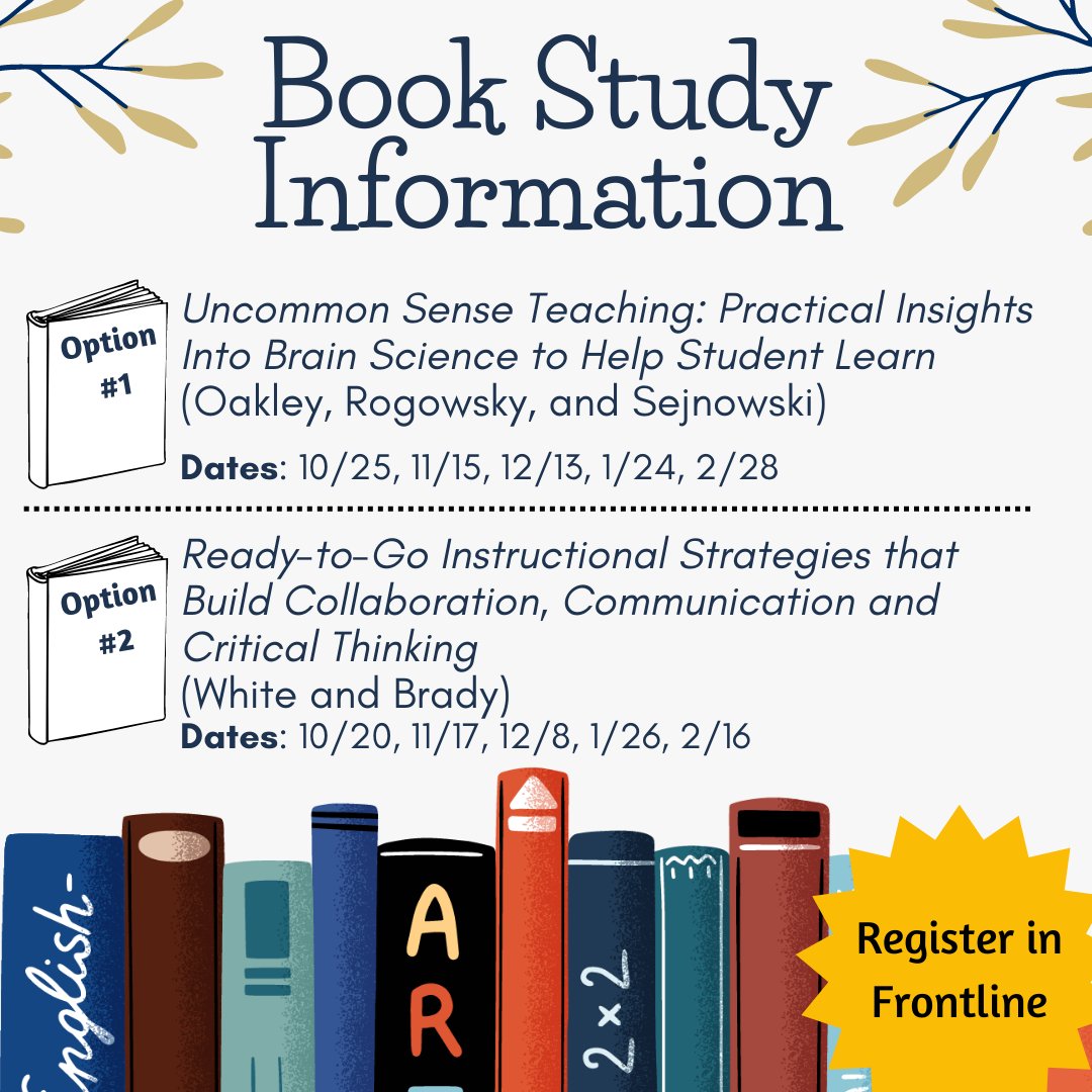 gpsprofgrowth's tweet photo. Did you know we are offering book studies this year? For more information head over to Frontline! #gpslearns https://t.co/nmbM3KNBgo