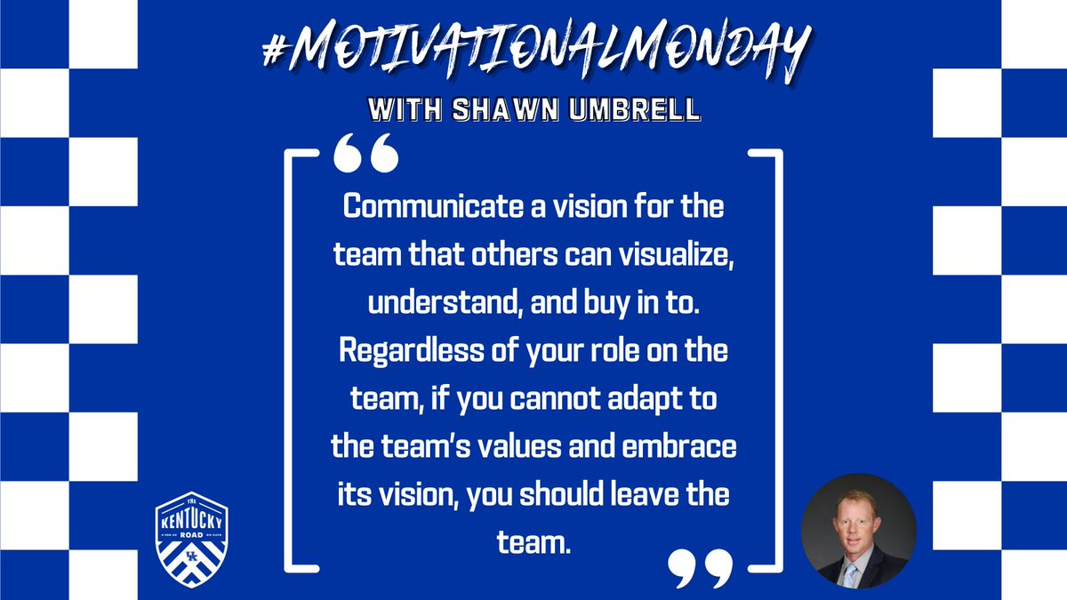 TheKentuckyRoad's tweet photo. Happy #MotivationalMonday, CATS! This week's quote hits on some key components that leaders must recognize and reinforce when leading their teammates. Check it out!
#TheKentuckyRoad | #CATSLead https://t.co/fkCgjhSn5V