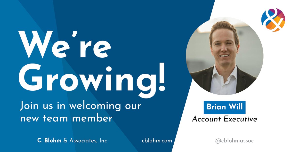 CBlohmAssoc's tweet image. New month, another new team member! 🔥

Please join us in welcoming Account Executive Brian Will to CB&amp;amp;A. With experience spanning from broadcast media to corporate communications, we’re confident he will be a strong addition to our client services team. 💪 #welcomeaboard