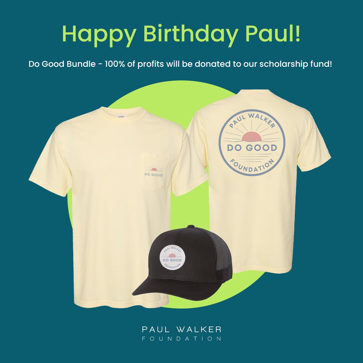 paulwalkerfdn's tweet photo. Happy Birthday Paul! 💙

Celebrate his birthday with a special Birthday Bundle including our #DoGood Pocket Tee and Do Good Trucker Cap, custom-designed exclusively by The Paul Walker Foundation. https://t.co/OfZUI3qKsC https://t.co/Nu8TjvVL6P
