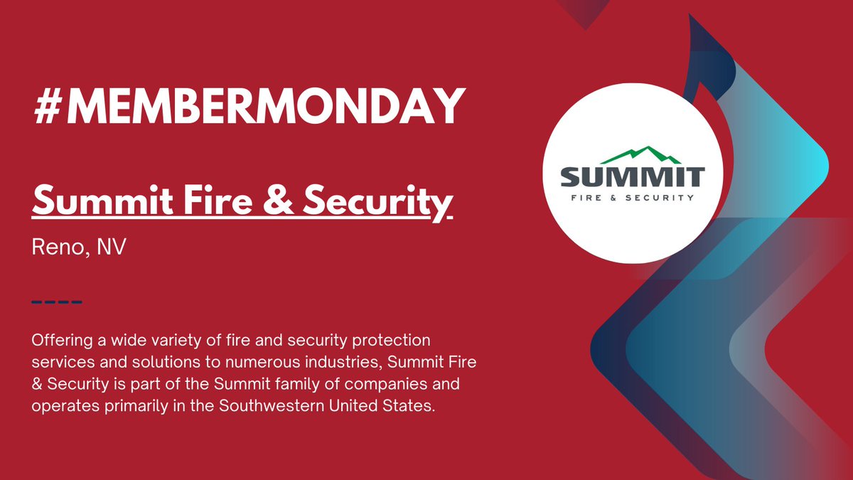 AFSA's tweet photo. There is regular Monday...and then there's #MemberMonday!
The spotlight today is on member company, Summit Fire & Security, which provides the southwest region with fire protection! We're proud to have you as a part of AFSA, Summit Fire & Security!
#SafeWithAFSA #membersmatter https://t.co/kOw3mbnZVb
